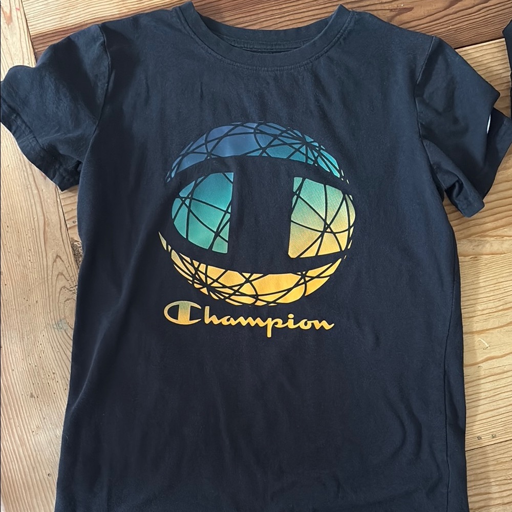 Champion Black Tee with Gradient Logo